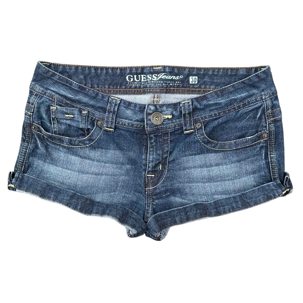 GUESS Jeans Y2K Low Rise Micro Mini Denim Shorts Cuffed Women's Size 30